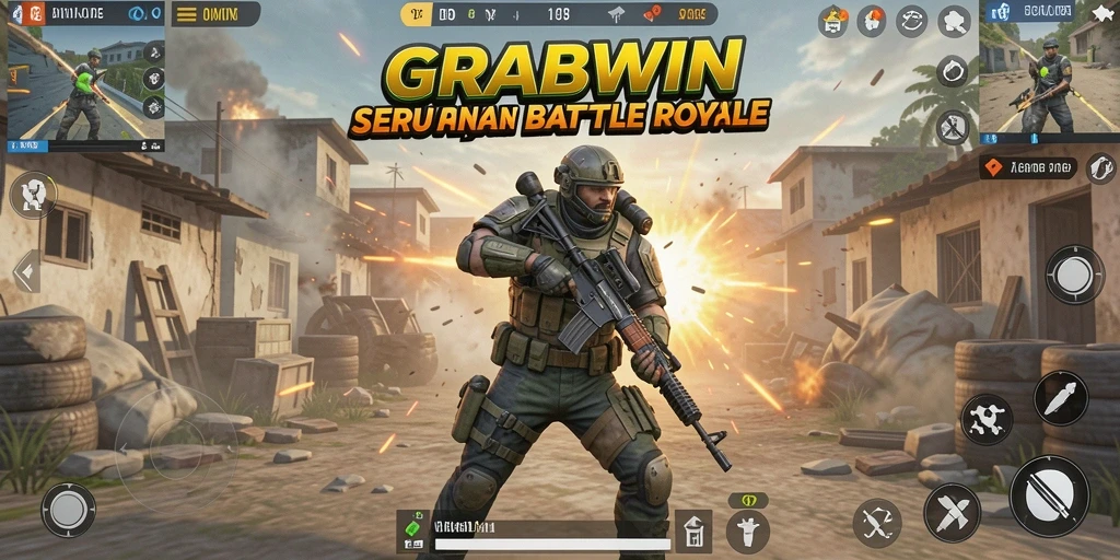 Screenshot gameplay seru di arena Battle Royale GRABWIN.