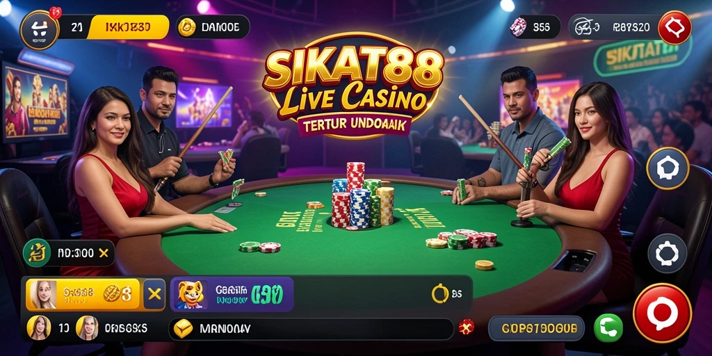 Tangkapan layar gameplay SIKAT88 yang menunjukkan suasana kasino langsung.